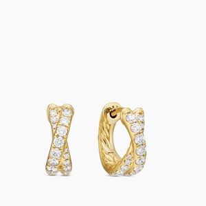 David Yurman Gold Pave Gold Crossover Earrings